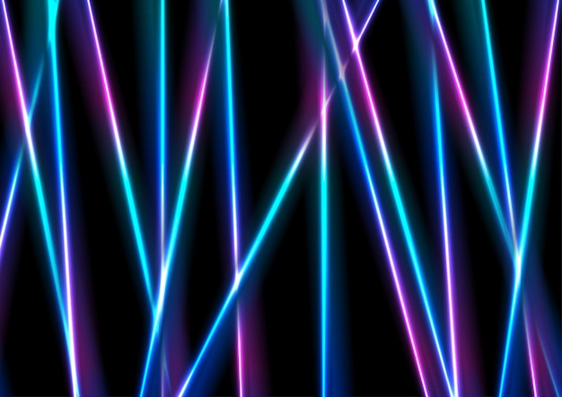 Vettore vibranti raggi laser al neon strisce sfondo astratto