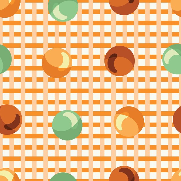 Vibrant orange abstract geometric pattern with stripes balls and modern design elements contempo