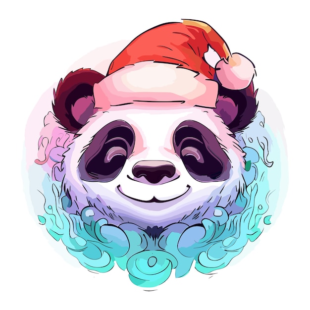 Vibrant Panda's Santa Delight