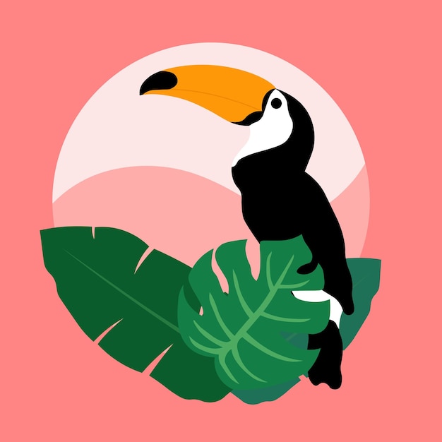 Vector vibrant parrot on green leaf