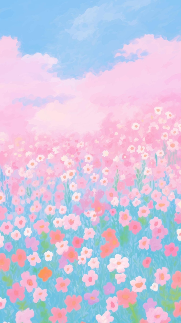 Vector 活気のあるパステル色の花の風景