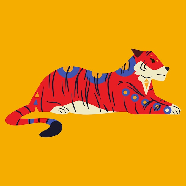 Vettore design del logo della tigre a disegni vibranti