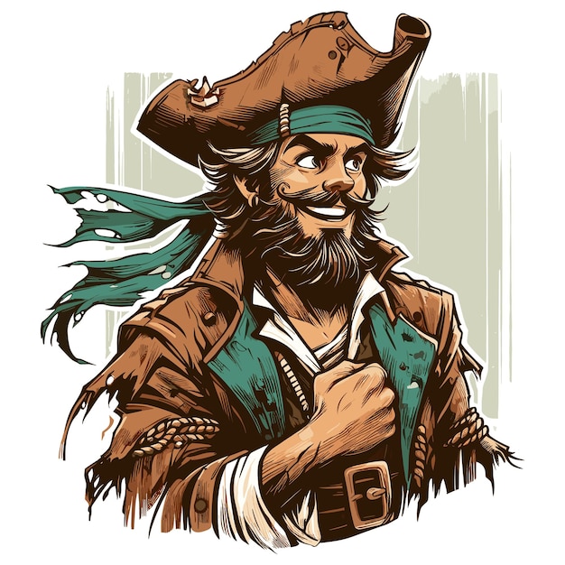 Vector vibrant personalitie and adventurous spirit of cartoon pirate