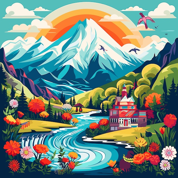 Vector vibrant peru a flat vector illustration of nature and culture