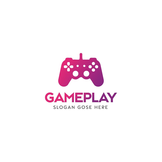 게임 플레이 브랜드 로고를 위한 활기찬 분홍색 비디오 게임 컨트롤러 아이콘