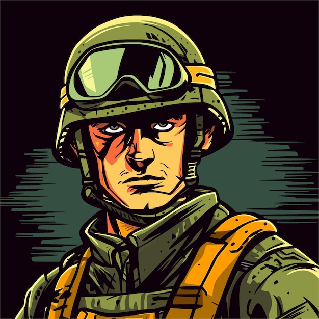 생생한 팝 아트 게임 군인 군사 영웅 게임 군인 마스코트 스타일