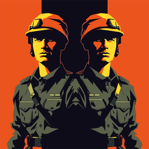Vibrant pop art gaming soldier military hero gaming soldiers mascot style
