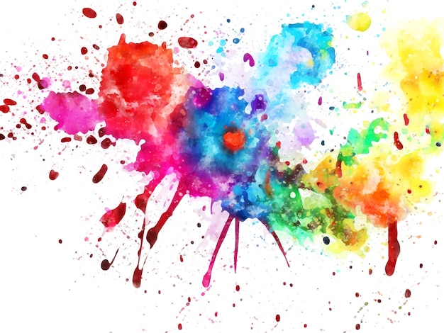 Vector vibrant rainbow watercolor splash abstract design