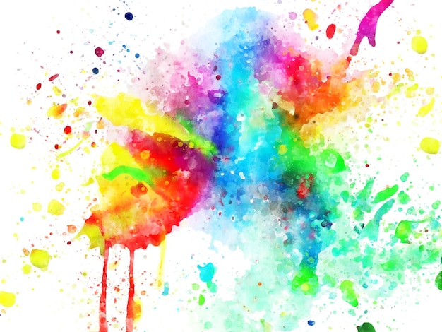 Vector vibrant rainbow watercolor splash abstract design