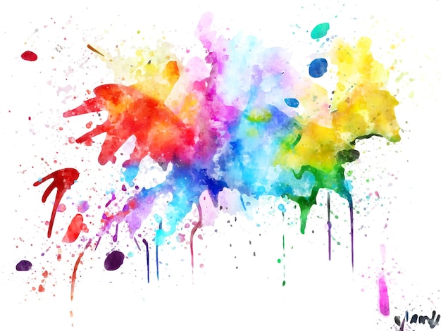 Vettore vibrante arcobaleno acquerello splash disegno astratto
