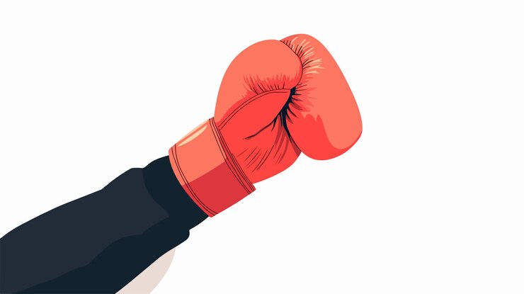 Vector vibrant red boxing glove on hand flat vector isolated