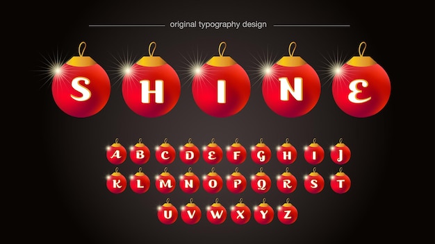 Vibrant red christmas tree balls font