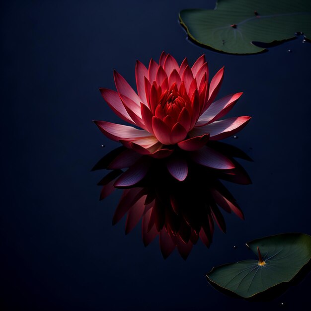 Vector a vibrant red lotus water lily blooming gracefully on the calm ai_generated