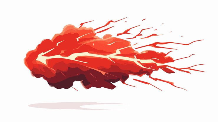 Vector vibrant red thunder flat vector isolated on white background