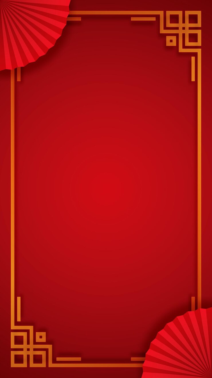 Vector vibrant rood lunar nieuwjaar met gouden frame verticale vector achtergrond