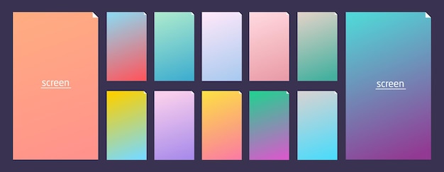 Vibrant and soft pastel gradient smooth color background set for devices pc and modern