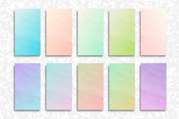 Vibrant and soft pastel gradient smooth color background set for modern smartphone screen. abstarct bright backgrounds ux and ui design. vector gradient pattern