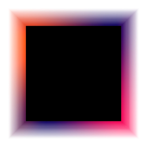 Vibrant square neon frame blue orange and pink light