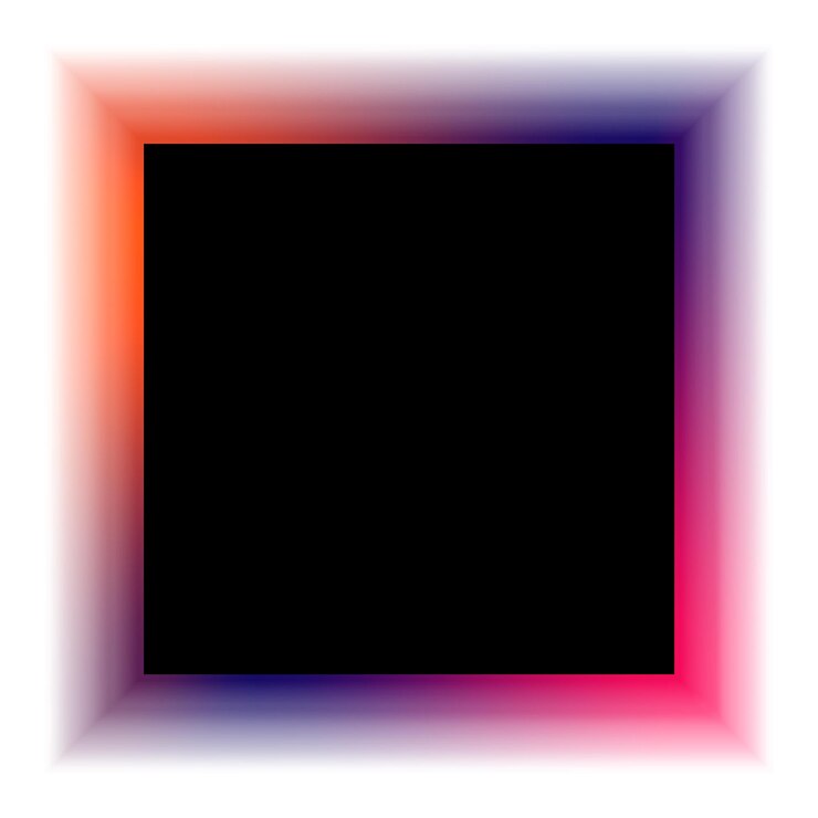 Vector vibrant square neon frame blue orange and pink light