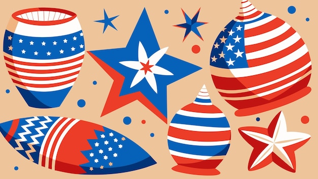 Vector vibrant stars and stripes patterns emerge on the pottery pieces showcasing the students creativity