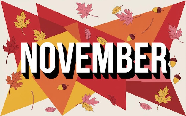 A vibrant stylized graphic image featuring the word NOVEMBER prominently in the center
