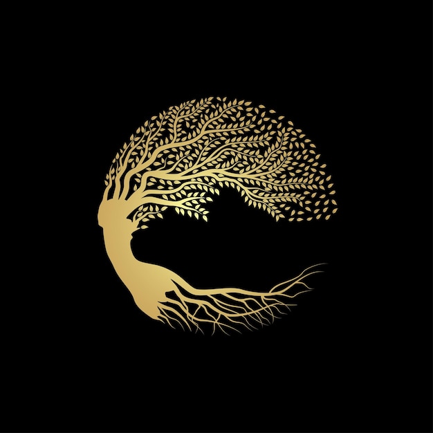 活気に満ちた木のロゴデザイン 木のベクトル 生命の木のロゴデザインのインスピレーション