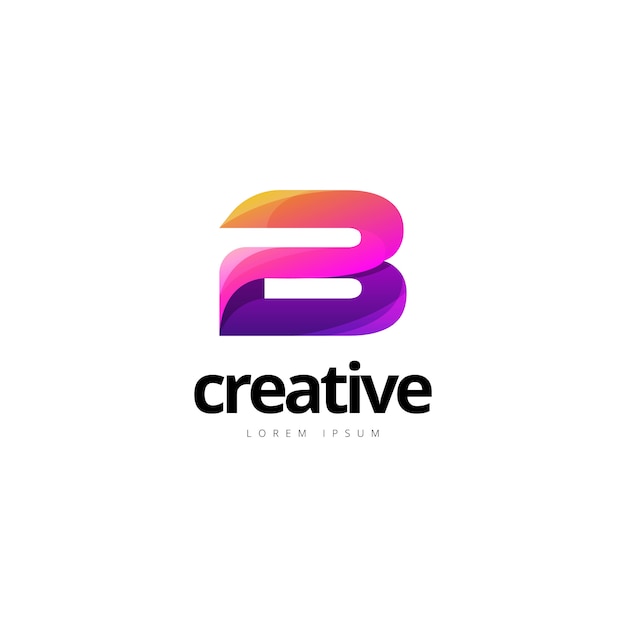 Logo creativo colorato vivace alla moda lettera b