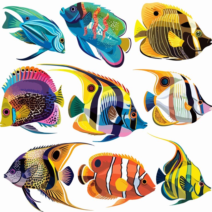 Premium Vector | Vibrant Tropical Fish Clipart Isolated on White Background