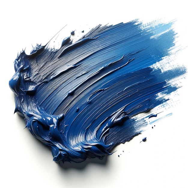 Vibrant Ultramarine Brushstroke Artistic Texture on White