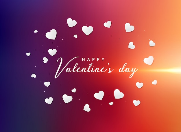 Vibrant valentine's day greeting background with scattered white hearts