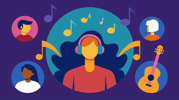 Vibrant vector illustration of people enjoying music