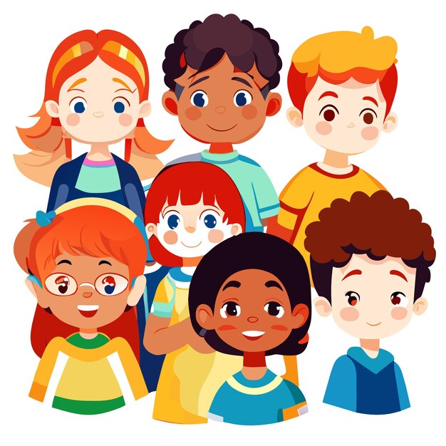 Vibrant Vector Illustrations Multicultural Kids