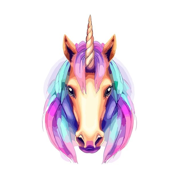 Vibrant Watercolor Unicorn Majestic Happiness