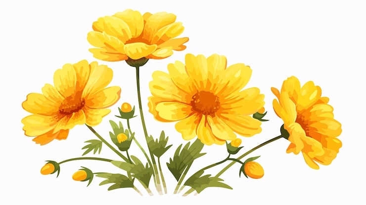 Vector vibrant yellow flower illustration for stock photos