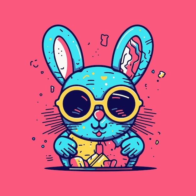 Vector a vibrantly illustrated evil rabbit