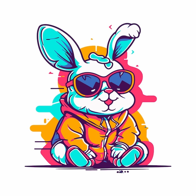 Vector a vibrantly illustrated evil rabbit