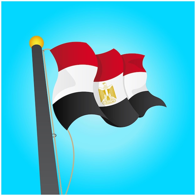 Vector victor's tekening van de vlag van egypte die in de lucht wappert