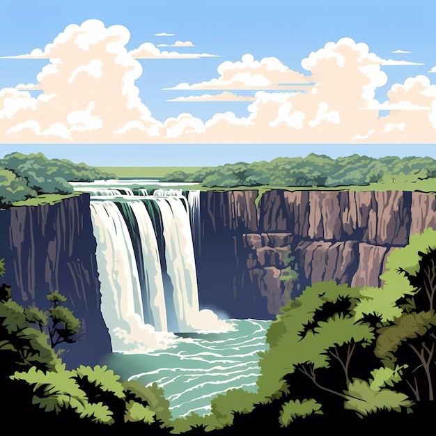 Vector victoria falls tussen zambia en zimbabwe.