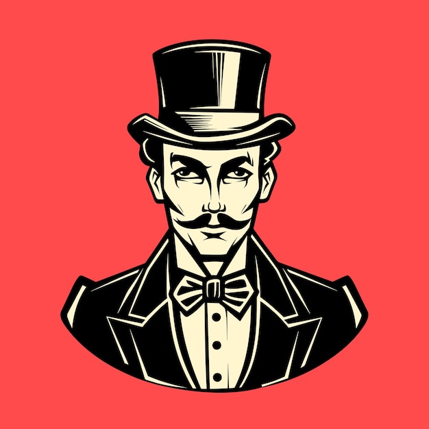 Иконный вектор логотипа викторианского джентльмена