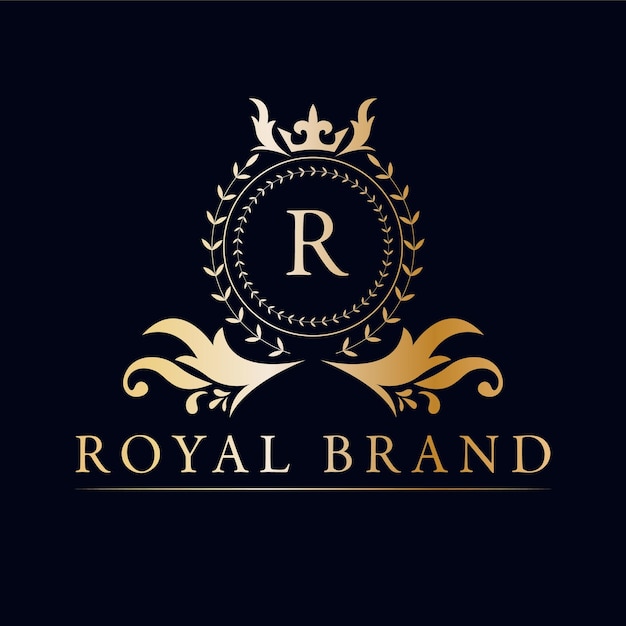 Vettore design del logo del marchio reale vittoriano logotipo di lusso classico logo elegante con corona