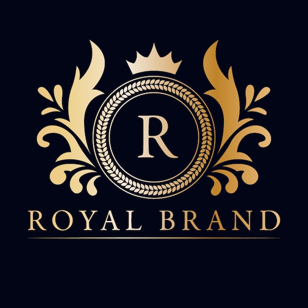 Vettore design del logo del marchio reale vittoriano logotipo di lusso classico logo elegante con corona
