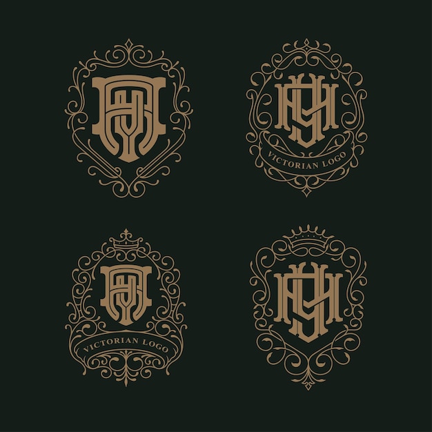 Victorian style monogram AY or YA Templates set designs for invitations branding element and etc