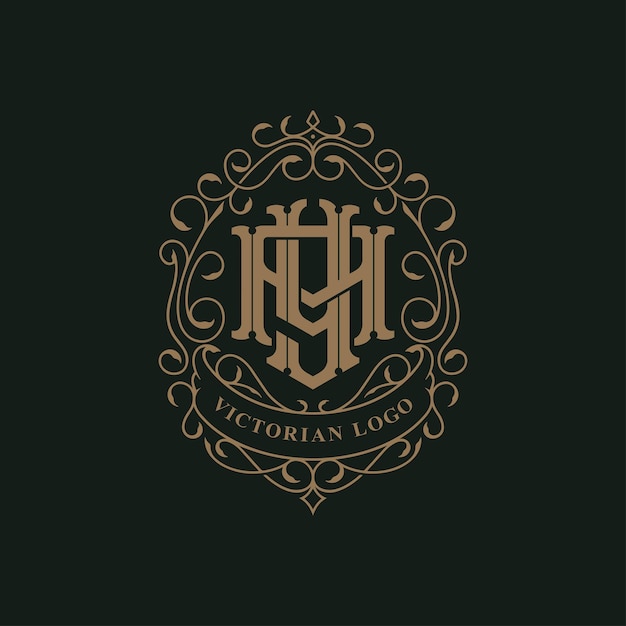 Vector victorian style monogram initial ay or ya badge logo design for invitations branding element and etc