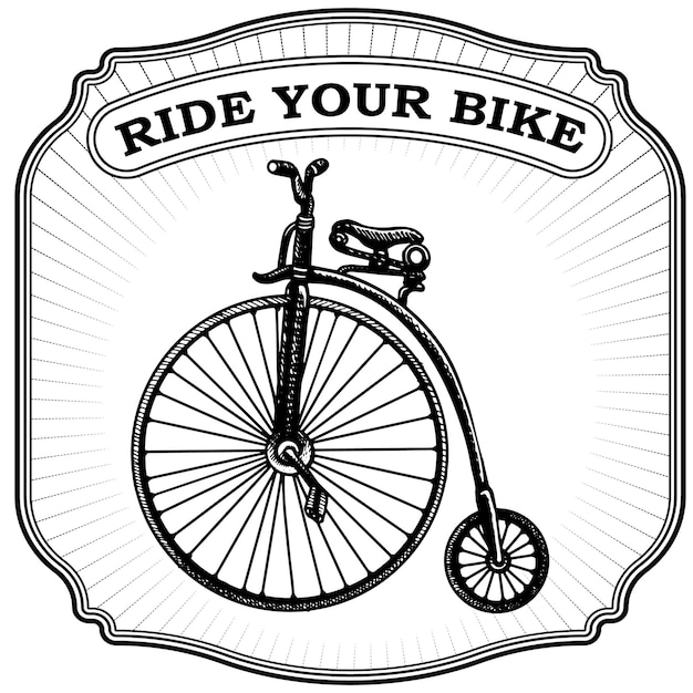 Vector victorian velocipede ride label