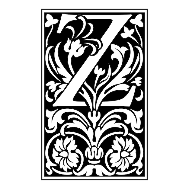 Victoriana Initial Caps Font Capital Letter Z vector design