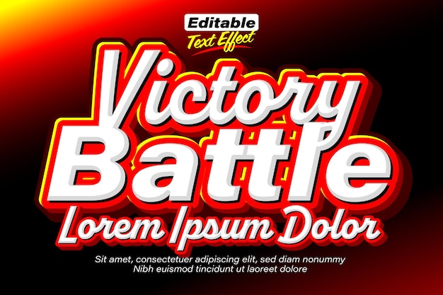 Vector victory battle vlammend rood teksteffect