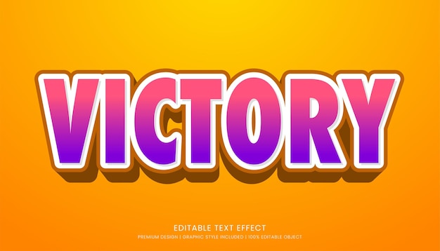 victory bewerkbare tekst effect sjabloon vector ontwerp met abstracte stijl