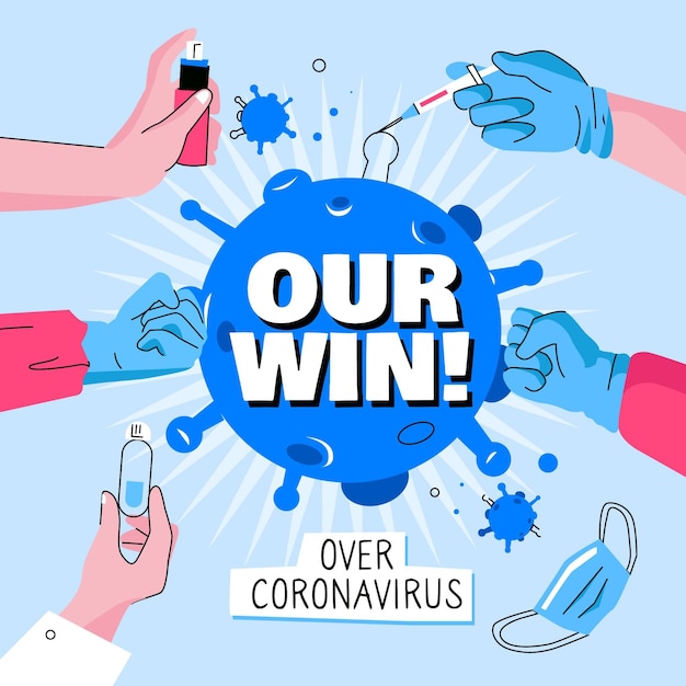 Victory over coronavirus concept