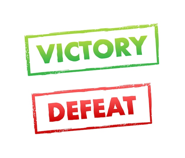 Vector victory and defeat stamped labels vector illustration in distressed style