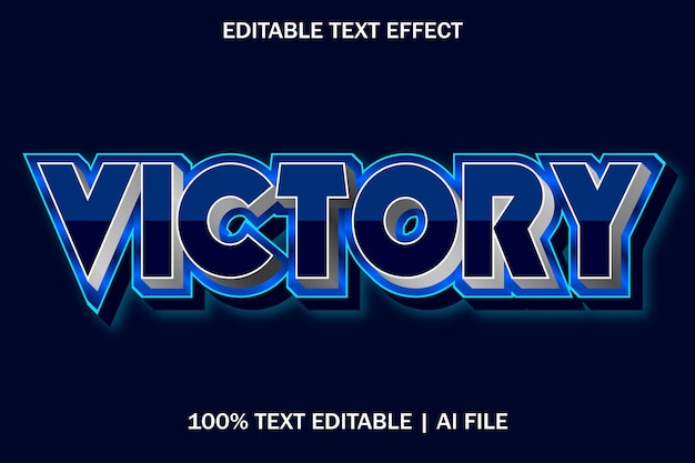 Victory editable text effect modern 3d style